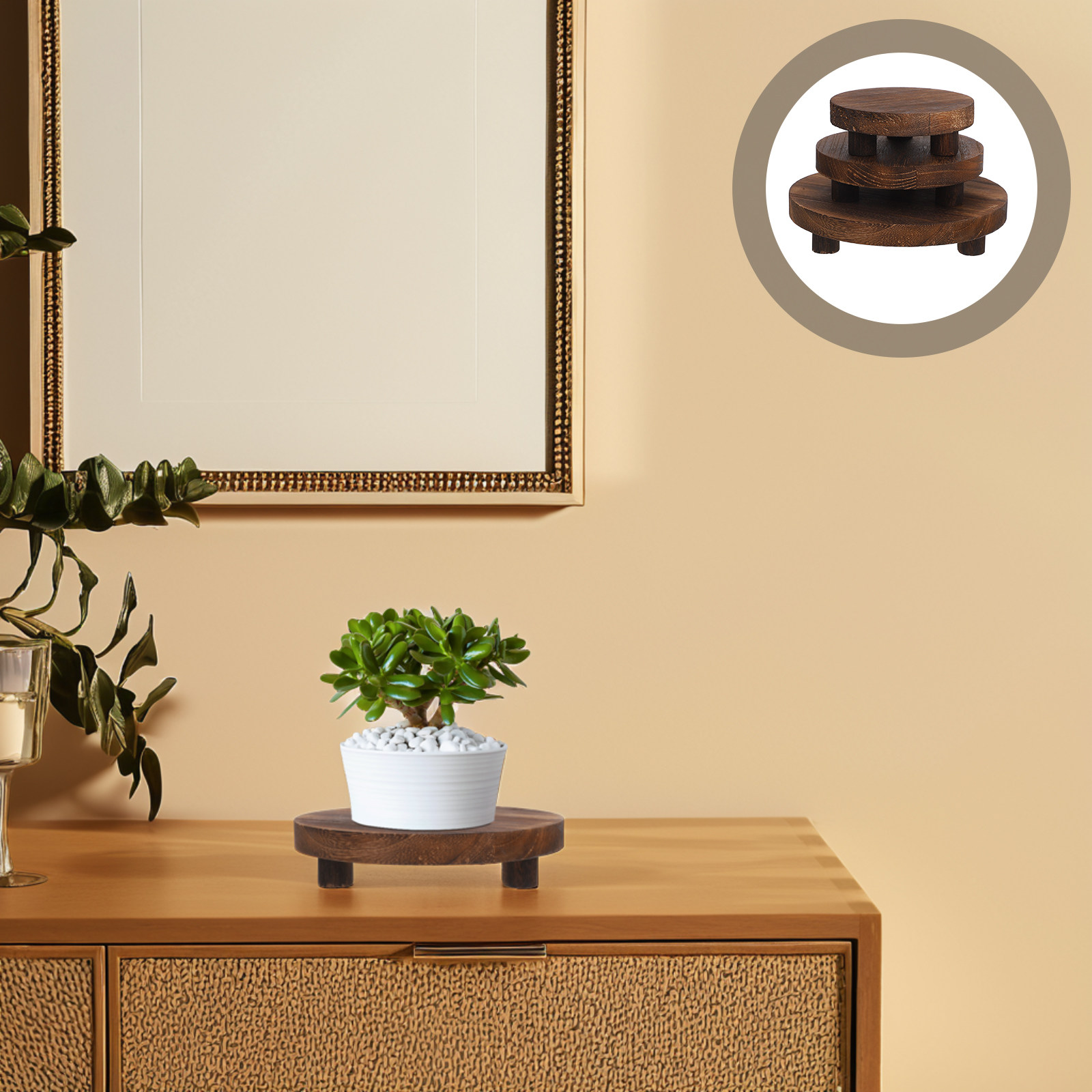 Display Risers Set - 3Pcs Set Rak Tanaman Kayu dengan